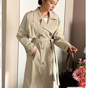 Vintage Fabulous 50s Ladies London Fog Maincoat Trench Raincoat Cream Tan Long